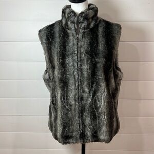 Vintage BLASSPORT Faux‎ Fur Reversible Vest Womens Medium Soft & Chic
